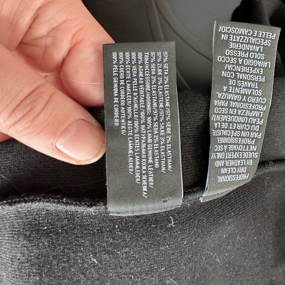 Ralph Lauren Black Label Silk Dress w/ Lambskin Sleeves - Size Large - Picture 7 of 7